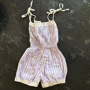 Wovenplay | Lilac and White Striped Kids Romper 3T